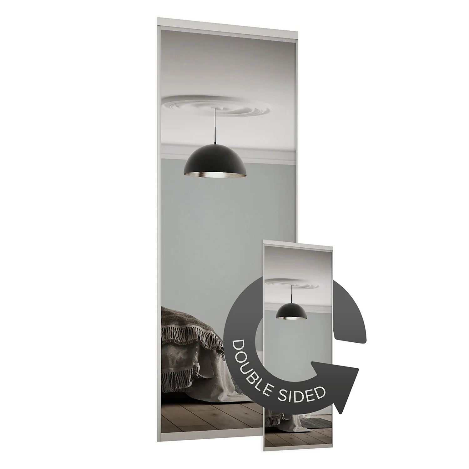 Duo Sliding Wardrobe Door Mirror With Aluminium Frame (W)762mm 3 Duo Sliding Wardrobe Door Mirror With Aluminium Frame (W)762mm