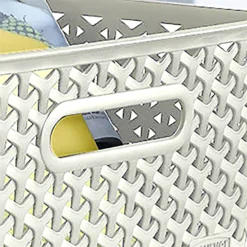 Curver My Style Large Rectangular Plastic Storage Basket - Vintage White - 18L -Home Furnishing Series Store 12809473 1634833219339873