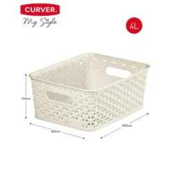 Curver My Style Small Rectangular Plastic Storage Basket - Vintage White - 4L -Home Furnishing Series Store 12809474 7664833220220106