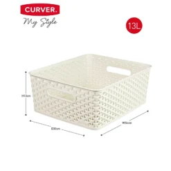 Curver My Style Medium Rectangular Plastic Storage Basket - Vintage White - 13L -Home Furnishing Series Store 12809476 1834833218868618