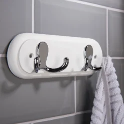 None White Hook Rail - Polished Chrome - 2 Hooks -Home Furnishing Series Store 12815090 1434846183241085