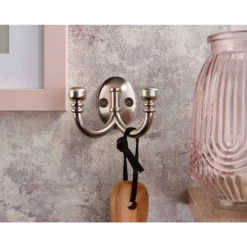 Ball End Double Robe Hook - Satin Nickel -Home Furnishing Series Store 12817499 2584995165387276