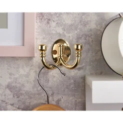 Ball End Double Robe Hook - Polished Brass -Home Furnishing Series Store 12817508 6184995165349317