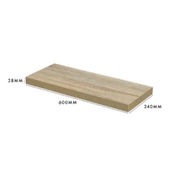 Floating Shelf - Sanoma Oak - 600 X 240 X 38mm -Home Furnishing Series Store 12822021 3004964085552705