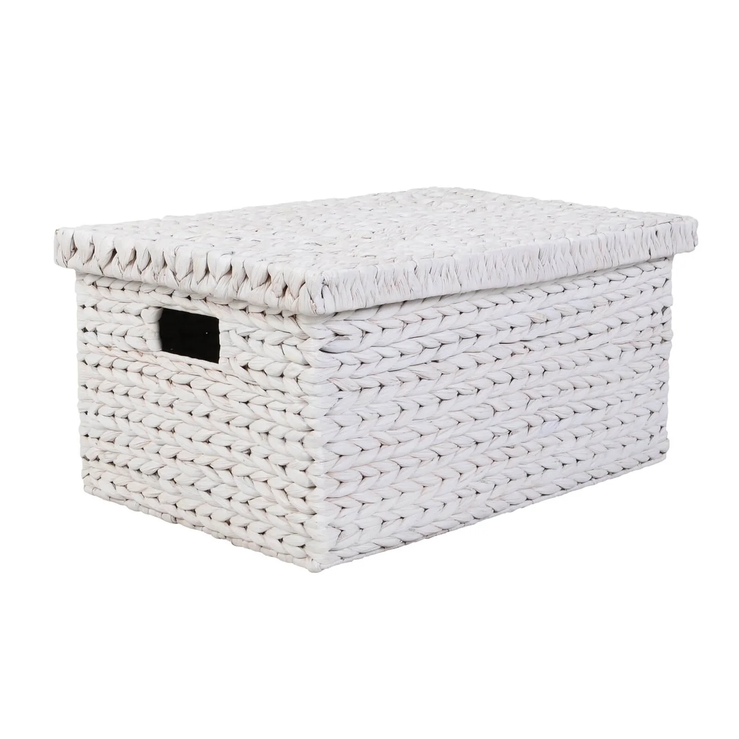 Small Water Hyacinth Storage Box - White Washed 3 Small Water Hyacinth Storage Box - White Washed