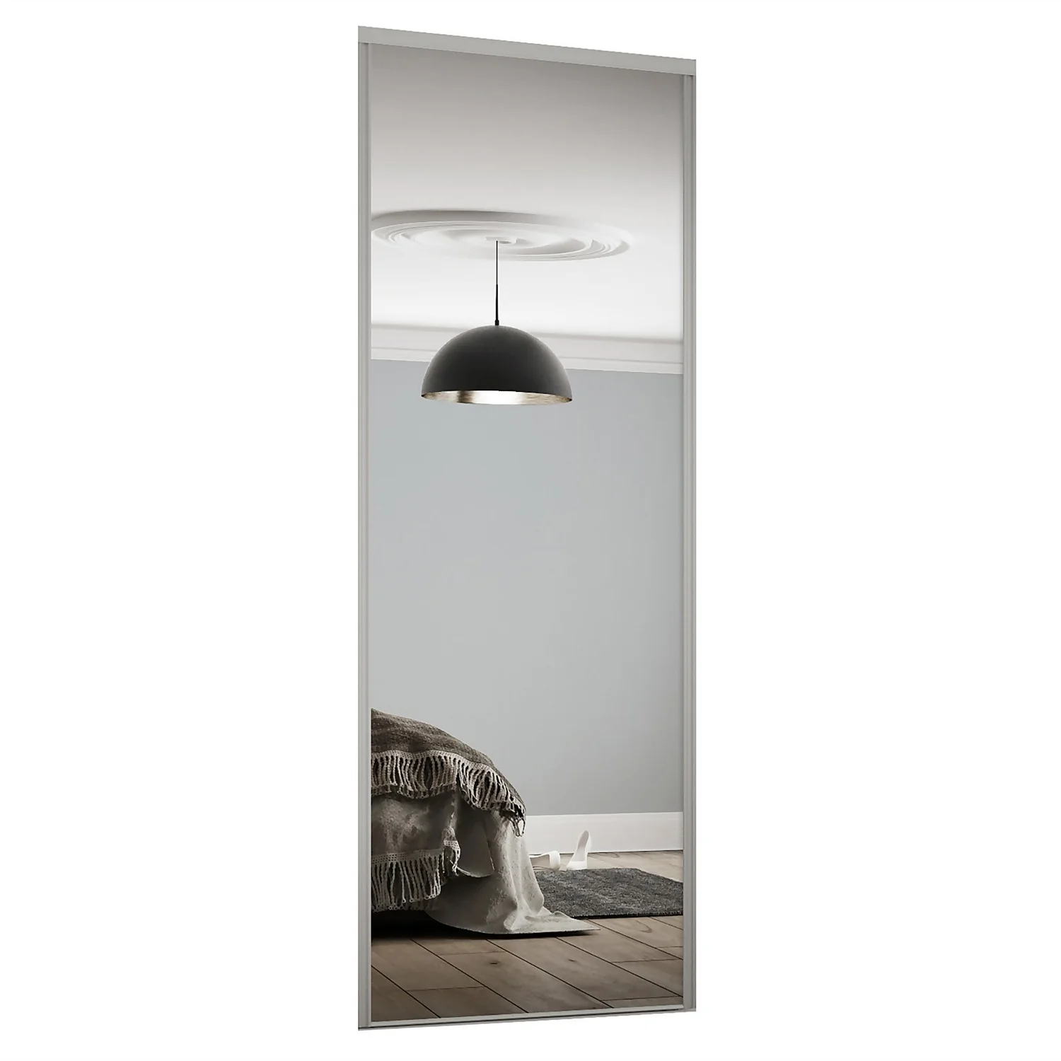 Classic Sliding Wardrobe Door Mirror With Silver Frame (W)610mm 3 Classic Sliding Wardrobe Door Mirror With Silver Frame (W)610mm