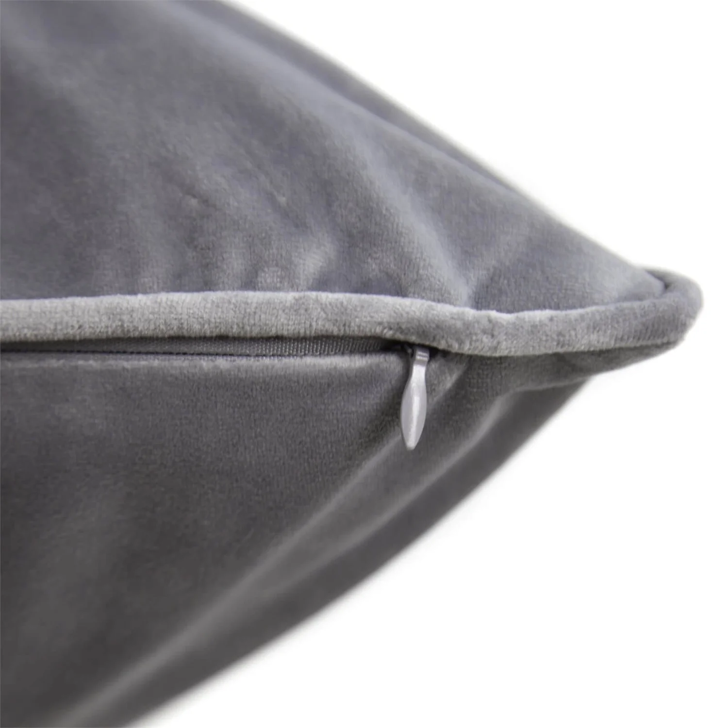 None Large Plain Velvet Cushion - Light Grey - 58x58cm 6 None Large Plain Velvet Cushion - Light Grey - 58x58cm - Image 4