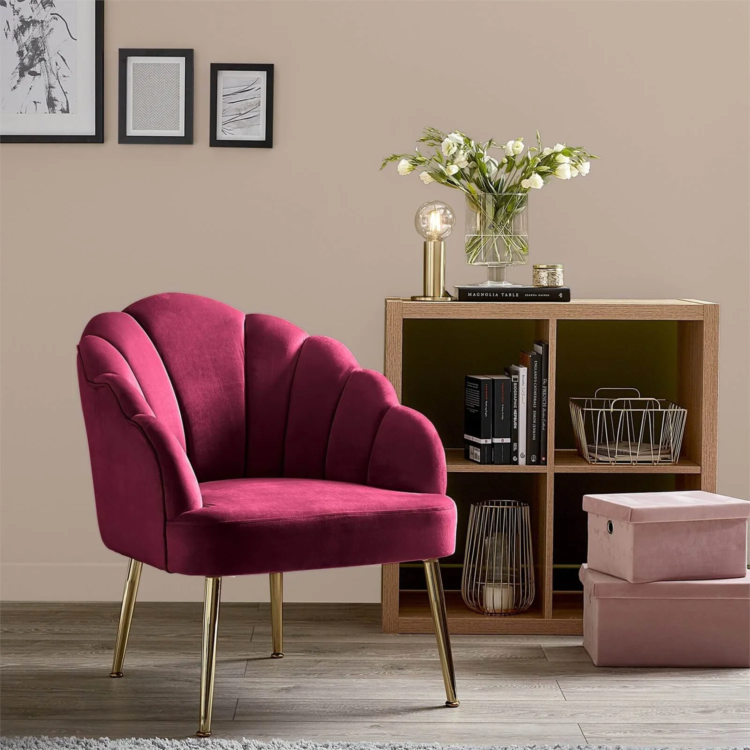 Sophia Scallop Occasional Chair - Cerise 4 Sophia Scallop Occasional Chair - Cerise - Image 2