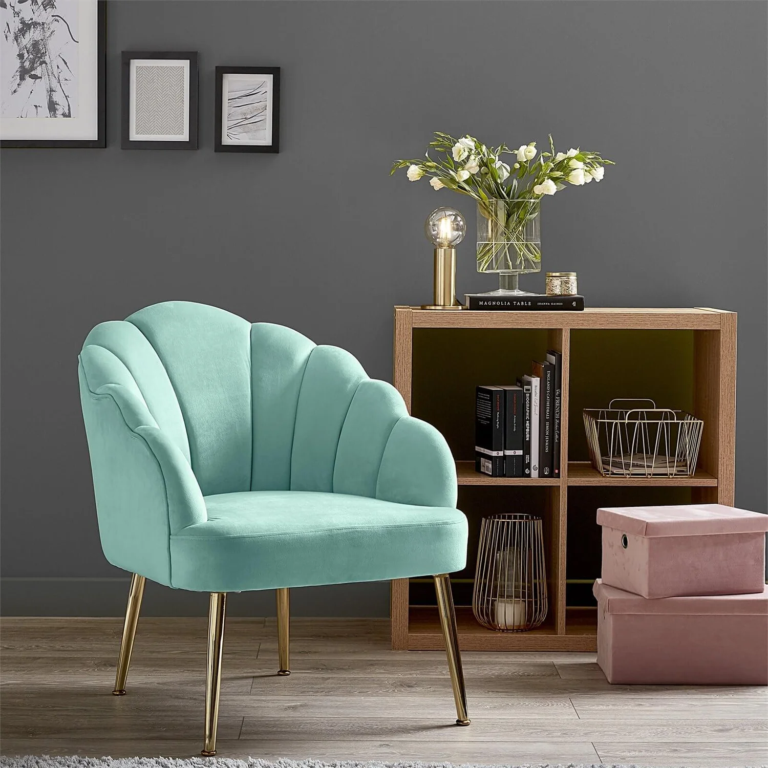Sophia Scallop Occasional Chair - Duck Egg Blue 4 Sophia Scallop Occasional Chair - Duck Egg Blue - Image 2