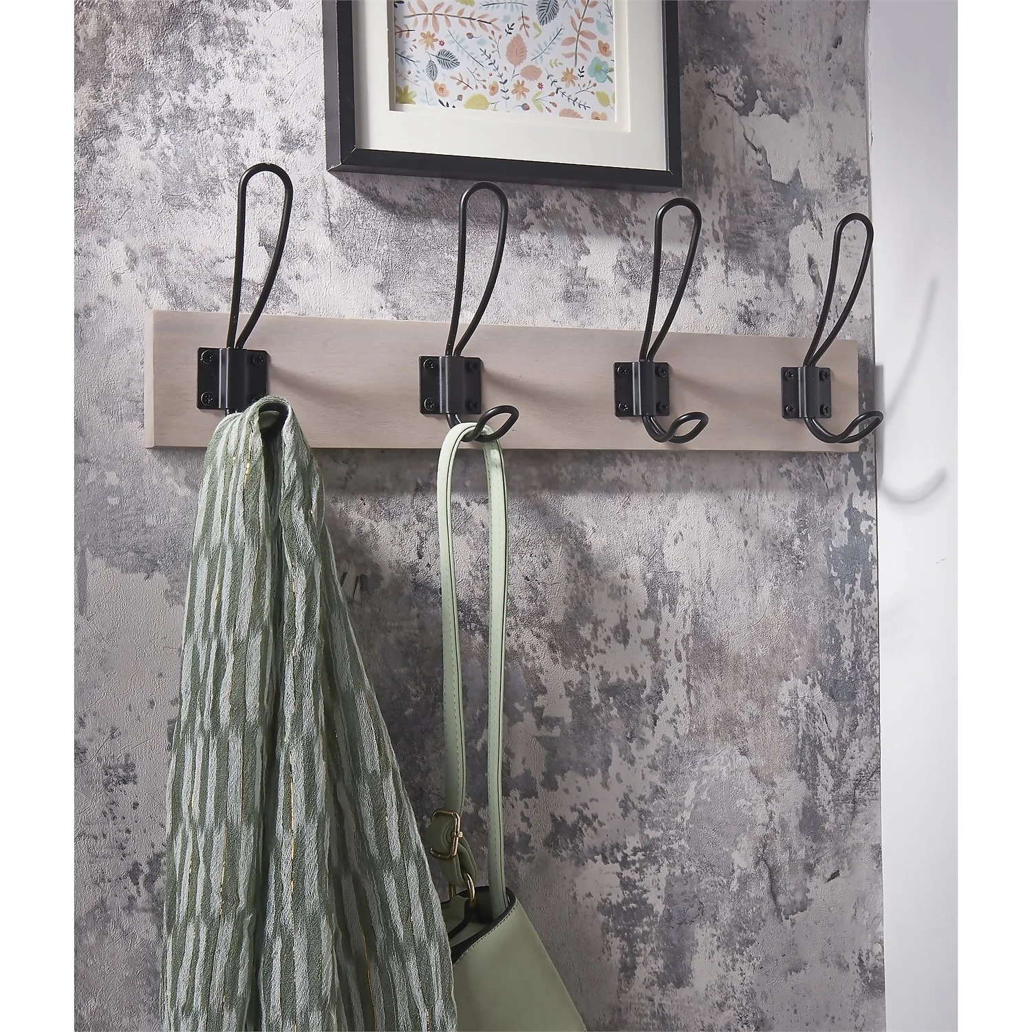 4 Black Wire Hook On Light Grey Ash Board 4 4 Black Wire Hook On Light Grey Ash Board - Image 2