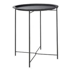 Metal Folding Side Table - Black