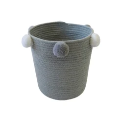 Round Cotton Rope Grey Pom Pom Basket 8 Round Cotton Rope Grey Pom Pom Basket -Home Furnishing Series Store 12886597 1994857031577322