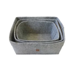 Set Of 3 Grey Oval Felt Baskets -Home Furnishing Series Store 12886601 7804857031643052