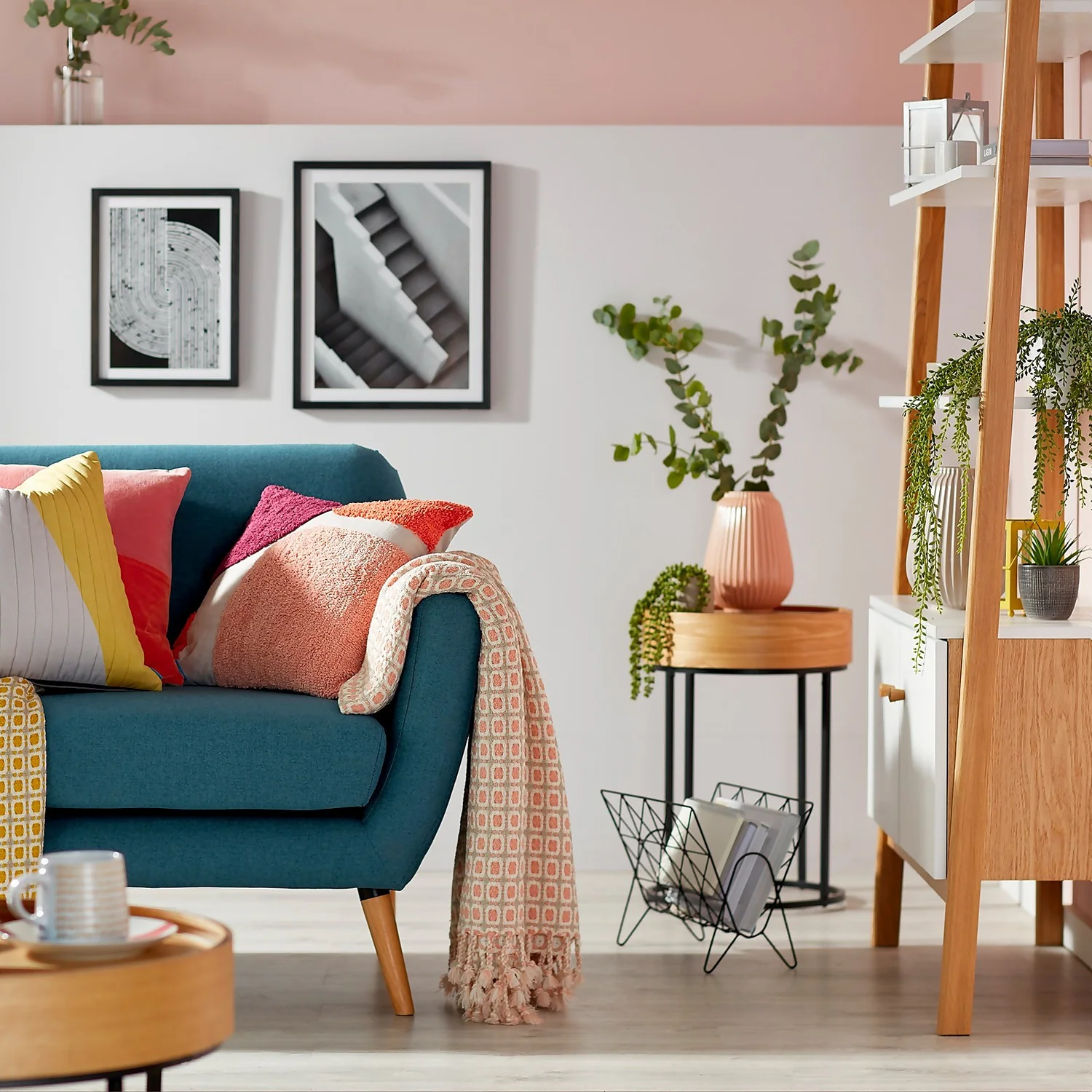 House Beautiful Geo Throw - Blossom & Mist - 150x183cm 4 House Beautiful Geo Throw - Blossom & Mist - 150x183cm - Image 2