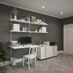 Anti-bacterial Twin Slot Shelving Kit - 1219mm White Twinslot And 216mm Brackets - White -Home Furnishing Series Store 12888869 9604843292179989