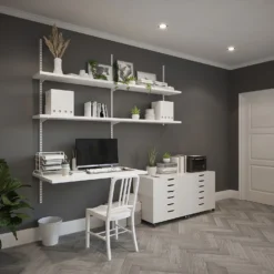 Anti-bacterial Twin Slot Shelving Kit - 1981mm White Twinslot And 320mm Brackets - White -Home Furnishing Series Store 12889038 2554849582824321