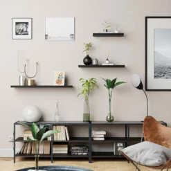 Flexi Storage Decorative Shelving Floating Shelf Black Oak 600x38x240mm -Home Furnishing Series Store 12889893 7684885494809133