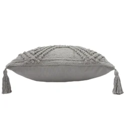 Knot Tassle Cushion - 45x45cm - Grey -Home Furnishing Series Store 12969632 3254900336157898