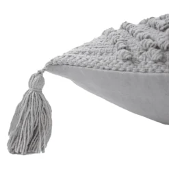 Knot Tassle Cushion - 45x45cm - Grey -Home Furnishing Series Store 12969632 9484900336201881