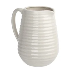 Crackle Effect Ribbed Jug - White -Home Furnishing Series Store 13036255 2824894568141925