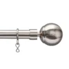 Extendable Ball Finial Curtain Pole - Satin Steel - 1.2-2.1m (16/19mm)