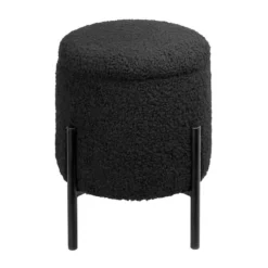 Tori Boucle Footstool - Black -Home Furnishing Series Store 13130401 1634919264449026