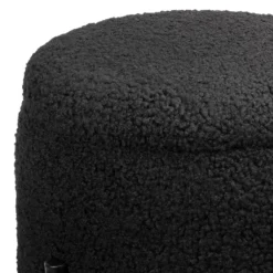 Tori Boucle Footstool - Black -Home Furnishing Series Store 13130401 1694919264484849