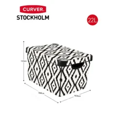 Curver Stockholm Aztec Deco Storage Box - Black & White 22L -Home Furnishing Series Store 13148482 1594896660096351