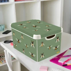 Curver Stockholm Bees Deco Storage Box - Green - 22L -Home Furnishing Series Store 13169626 1374907597420289