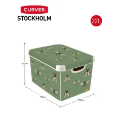 Curver Stockholm Bees Deco Storage Box - Green - 22L -Home Furnishing Series Store 13169626 1944898511856227