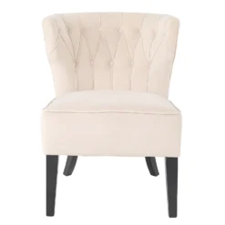 Sadie Velvet Accent Chair - Ivory -Home Furnishing Series Store 13223762 2104927512026442