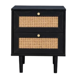 Kubu Rattan 2 Drawer Side Table - Black -Home Furnishing Series Store 13633731 7764974471735024
