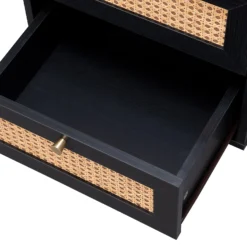 Kubu Rattan 2 Drawer Side Table - Black -Home Furnishing Series Store 13633731 9394974471800157