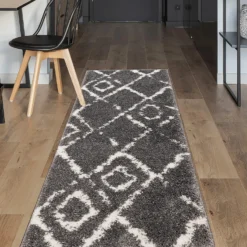 Deluxe Berber Shaggy Runner - Charcoal & White - 180x67cm 8 Deluxe Berber Shaggy Runner - Charcoal & White - 180x67cm -Home Furnishing Series Store 13888026 1704988130954258
