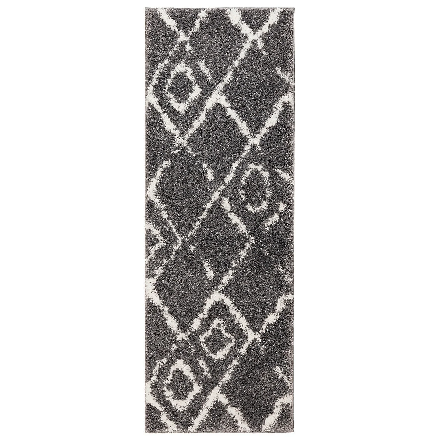 Deluxe Berber Shaggy Runner - Charcoal & White - 180x67cm 3 Deluxe Berber Shaggy Runner - Charcoal & White - 180x67cm