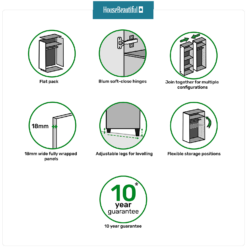 House Beautiful Realm Double Wardrobe, Oak Effect Carcass - Carbon Grey Shaker Doors (W) 900mm X (H) 2196mm -Home Furnishing Series Store 13999714 9325013106759185