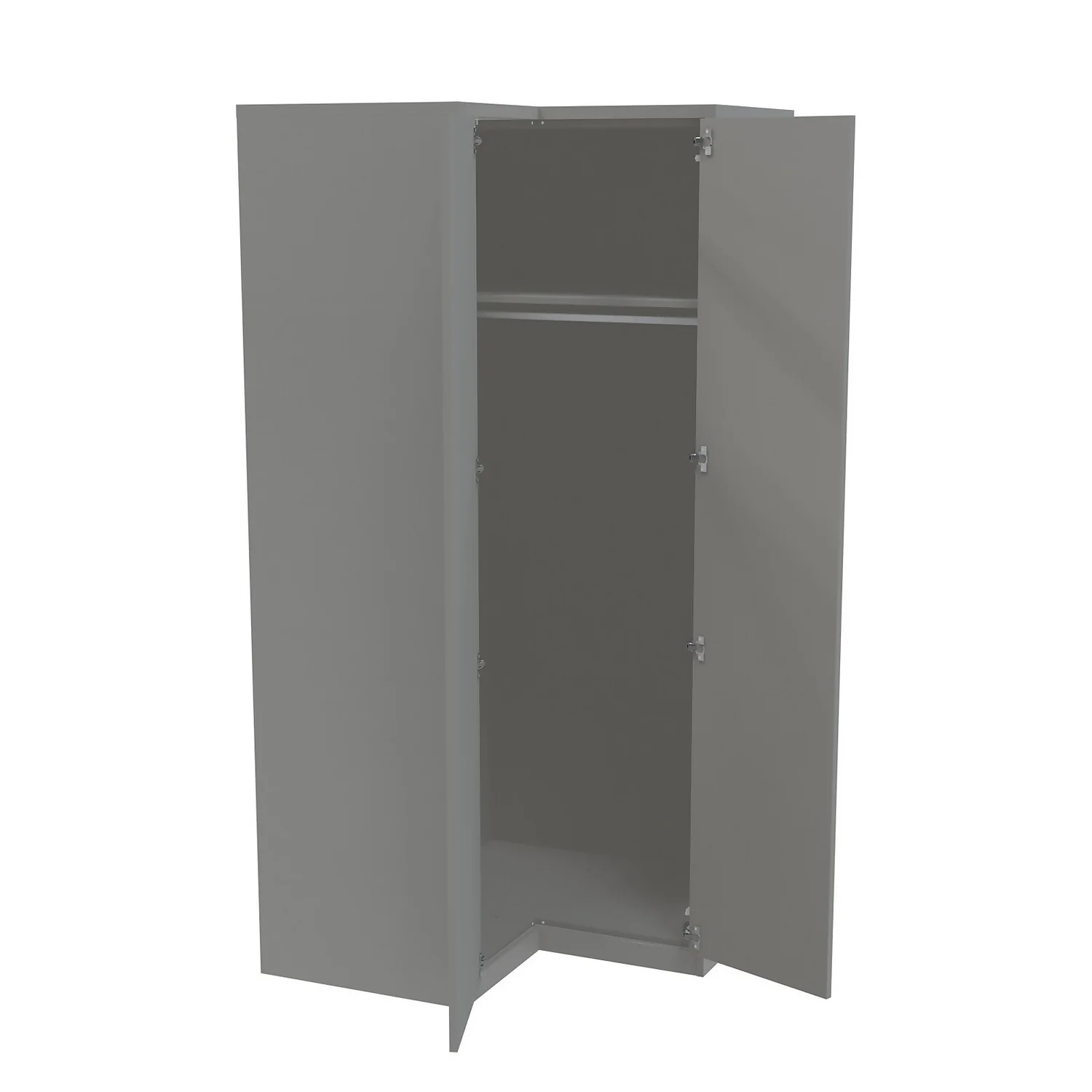 House Beautiful Honest Fitted Look Corner Wardrobe, Grey Carcass - Gloss Grey Slab Doors (W) 1073mm X (H) 2226mm 4 House Beautiful Honest Fitted Look Corner Wardrobe, Grey Carcass - Gloss Grey Slab Doors (W) 1073mm X (H) 2226mm - Image 2