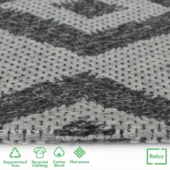 Recycled Cotton Geometric Rug - Grey - 160x230cm -Home Furnishing Series Store 14015872 1765006092093170