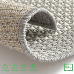 Relay Recycled Indoor/Outdoor Rug - Grey Border - 160x230cm -Home Furnishing Series Store 14015904 1125006094398661