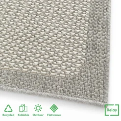 Relay Recycled Indoor/Outdoor Rug - Grey Border - 160x230cm -Home Furnishing Series Store 14015904 7605006094472884