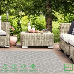 Relay Recycled Indoor/Outdoor Rug - Grey - 120x170cm -Home Furnishing Series Store 14015911 1745006088282321