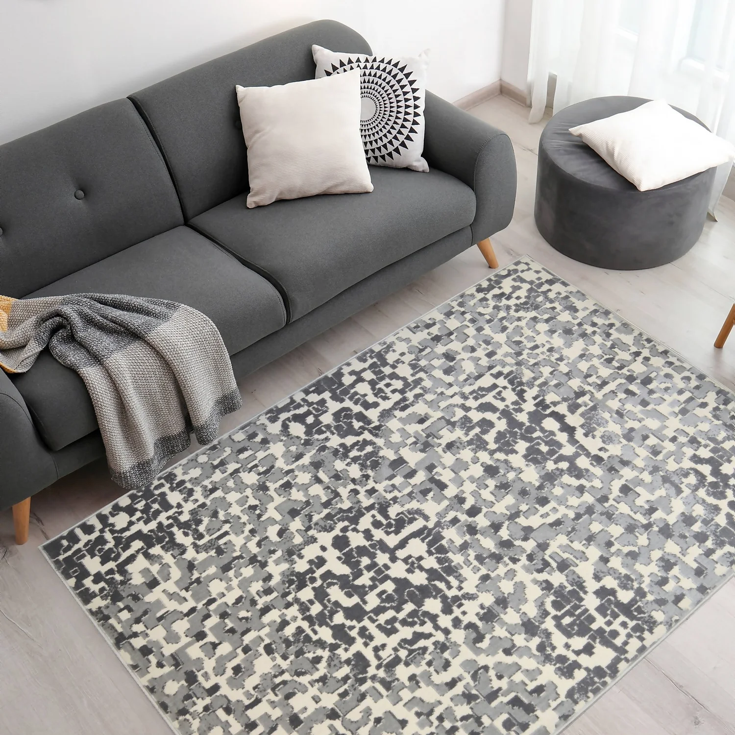 Abstract Pixels Rug - Grey - 120x170cm 4 Abstract Pixels Rug - Grey - 120x170cm - Image 2