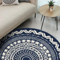 County Circle Indoor/Outdoor Rug - Navy - 133cm -Home Furnishing Series Store 14016070 1545006086449186