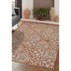 Indoor Outdoor Tile Rug - Terracotta - 133x190cm -Home Furnishing Series Store 14758871 1035053510776342