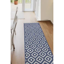 Indoor Outdoor Geo Runner - Navy - 67x200cm -Home Furnishing Series Store 14758890 1555053508574801