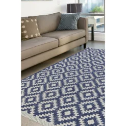Indoor Outdoor Geo Rug - Navy - 120x170cm -Home Furnishing Series Store 14758892 1675053511403567
